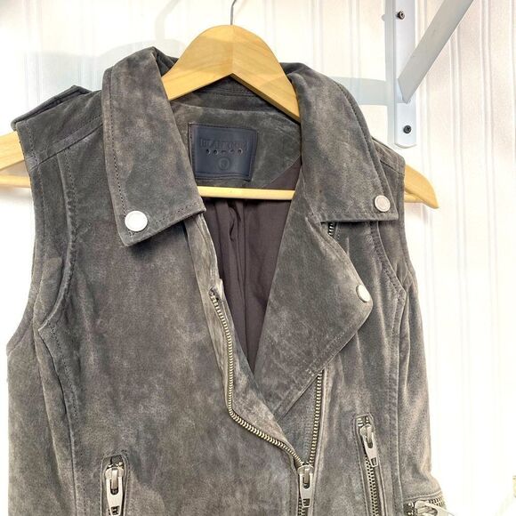 BLANK NYC LEATHER Gray Sleeveless Biker Jacket SZ S - Picture 2 of 5